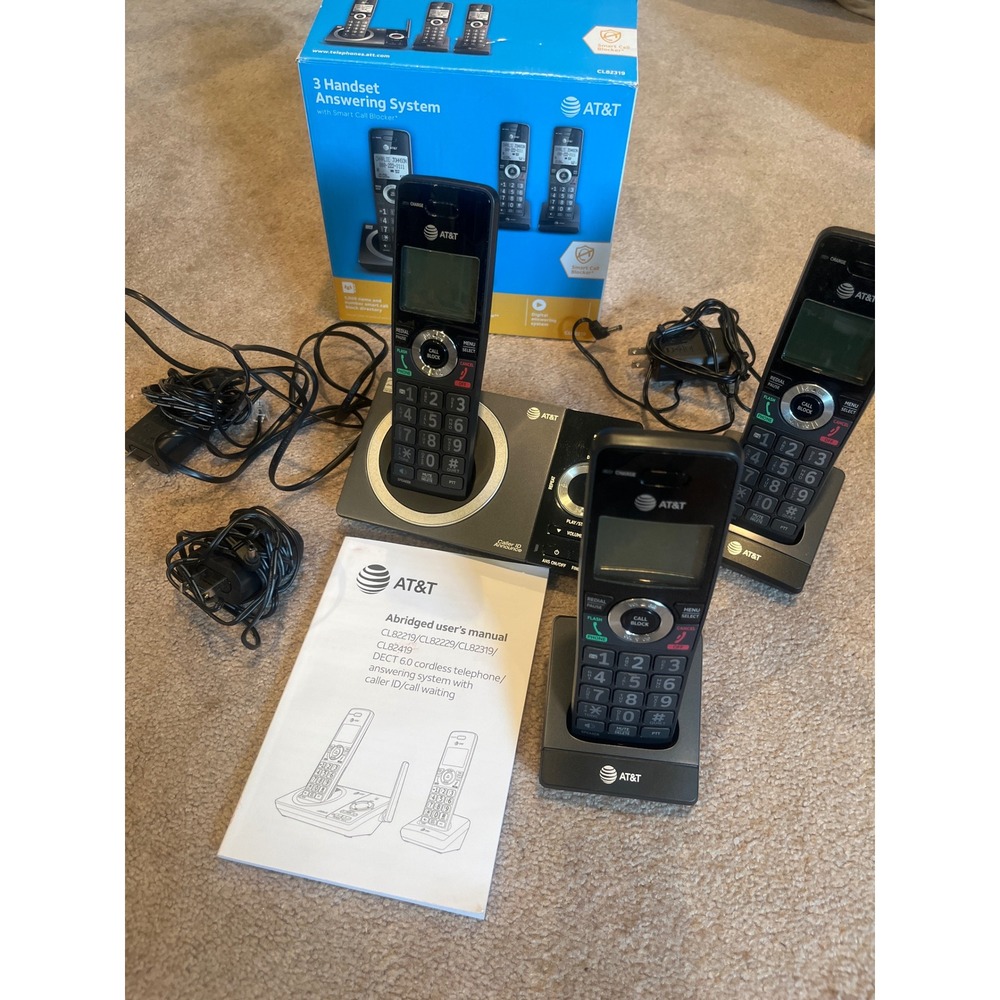 AT&T CL82319 3 Handset Cordless Phone System Answering Machine Call Blocker